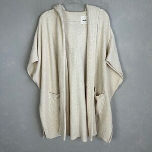 Aerie size M long oversized cape cardigan hooded beige cotton blend w pockets